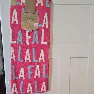 Pink 'Fa La La' Holiday Throw Blanket